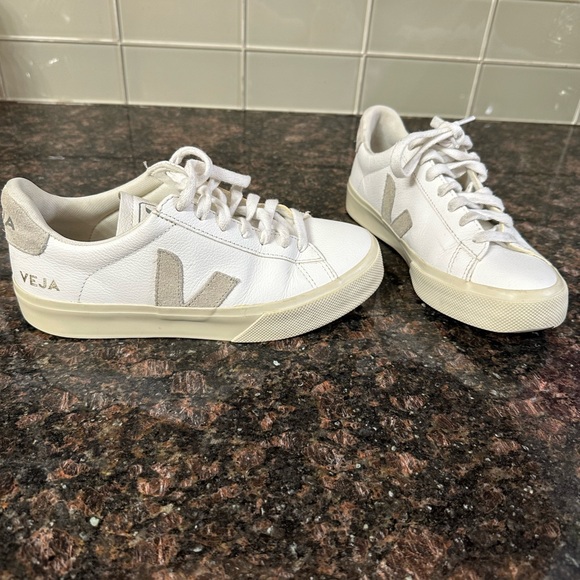 Veja Women's White and Gray campo Sneakers - Picture 2 of 9
